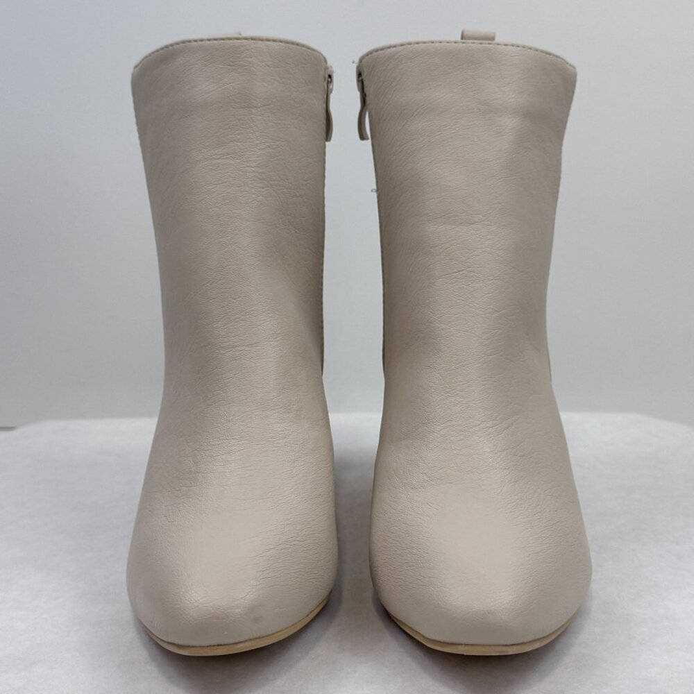 Ccocci Womens 7 Cream Ankle Boots Faux Leather Colleen Block Heels Pointed Zip - Picture 2 of 15